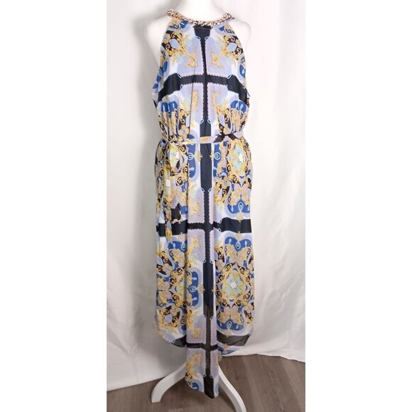 Bold Elements Cut to Curve Halter Maxi Sundress Multicolor Print Size XL - Picture 14 of 14